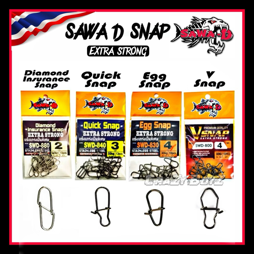 SAWA-D Egg Snap / Quick Snap / Diamond ประกัน Snap สแตนเลสที่แข็งแกร่งเป็นพิเศษ Saitwater