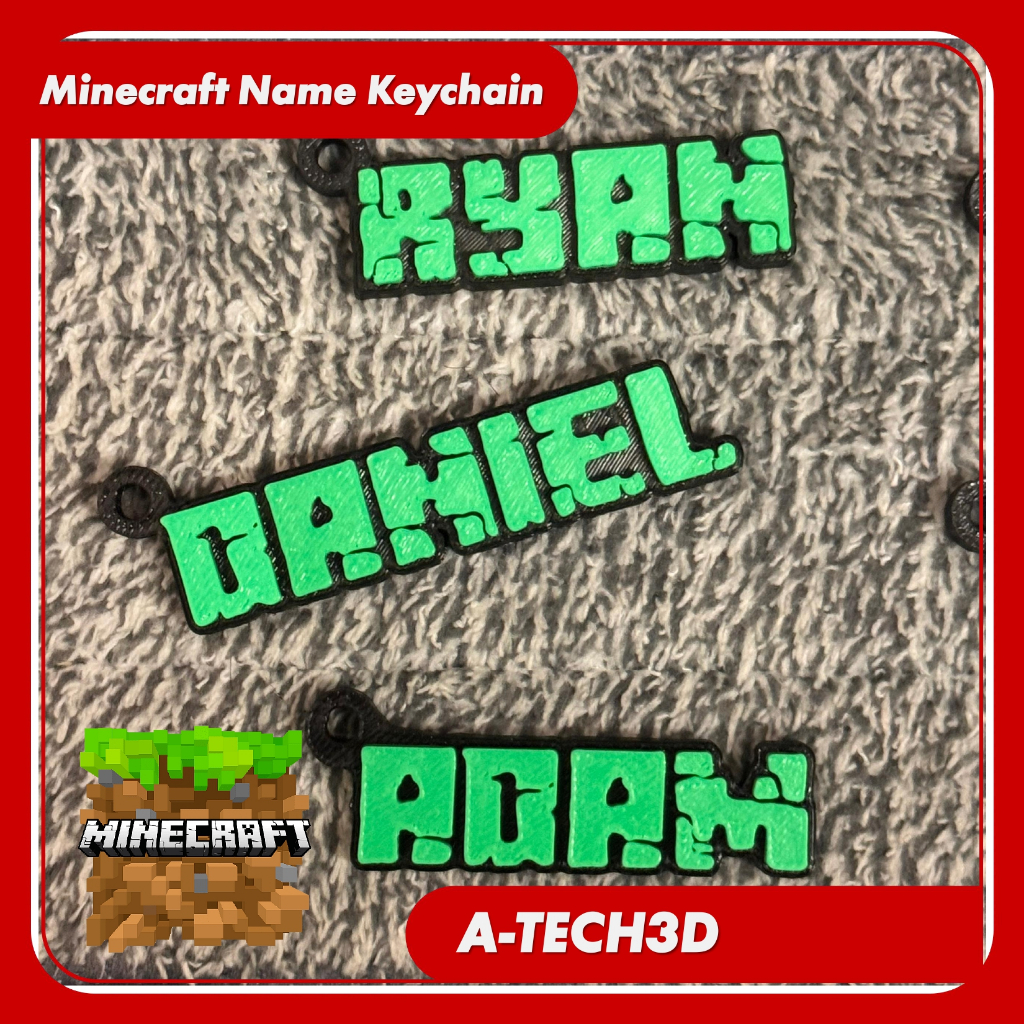 พวงกุญแจชื่อ Minecraft Text - พิมพ์ 3D
