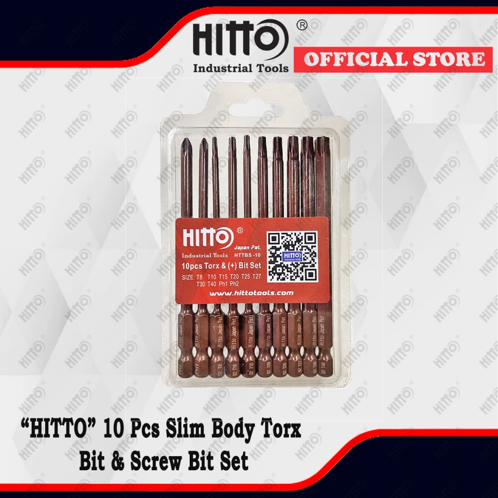 [ HITTO ] ชุดดอกสว่าน SLIM BODY TORX 10 ชิ้น ( 08TTB0010 )