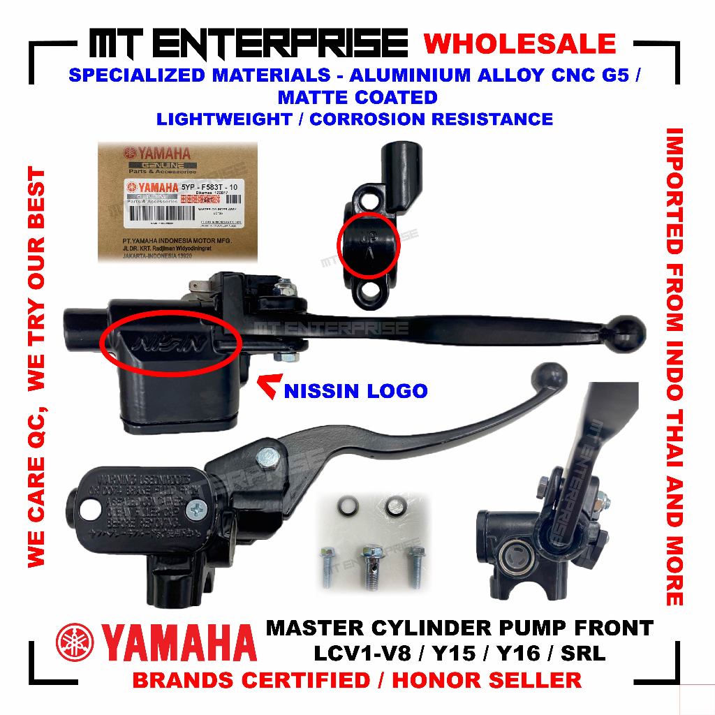 ฟรี 2 น้ํามัน Yamalube + YAMAHA EPOXY LOGO BIG & SMALL - JAPAN NISSIN Yamaha Master กระบอกปั๊ม FRONT