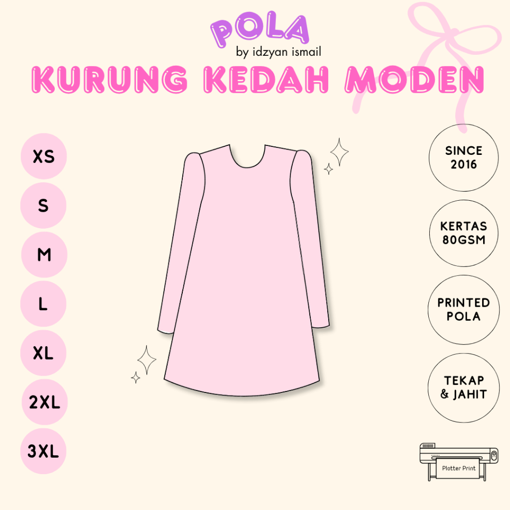 EATING PATTERN KURUNG KEDAH PATTERN BLOUSE ผู้ใหญ่ PATTERN XS-3XL เย็บ PATTERN พิมพ์เสื้อผ้า PATTERN
