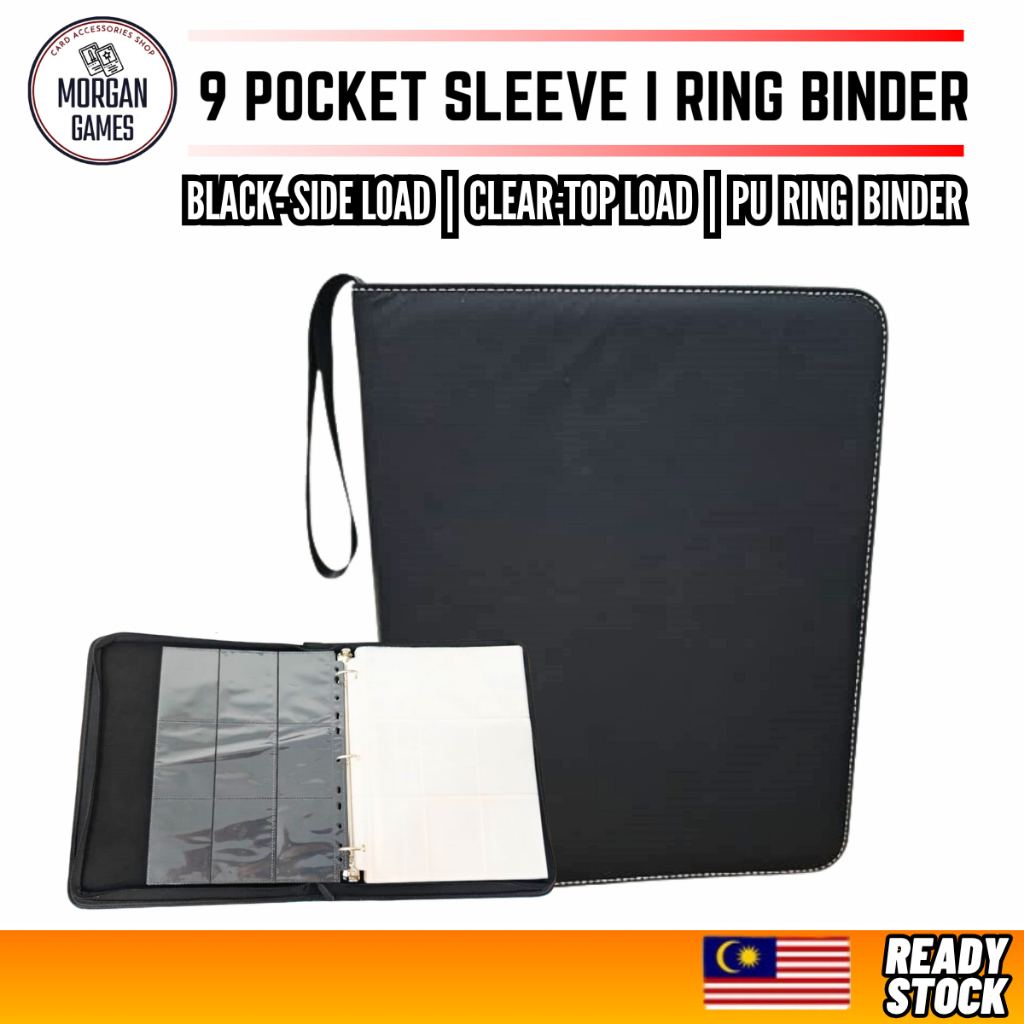 Morgan Games PU Leather Ring Binder และอัลบั้มการ์ดพกพา 9 หน้าเติม (50 ชิ้น)