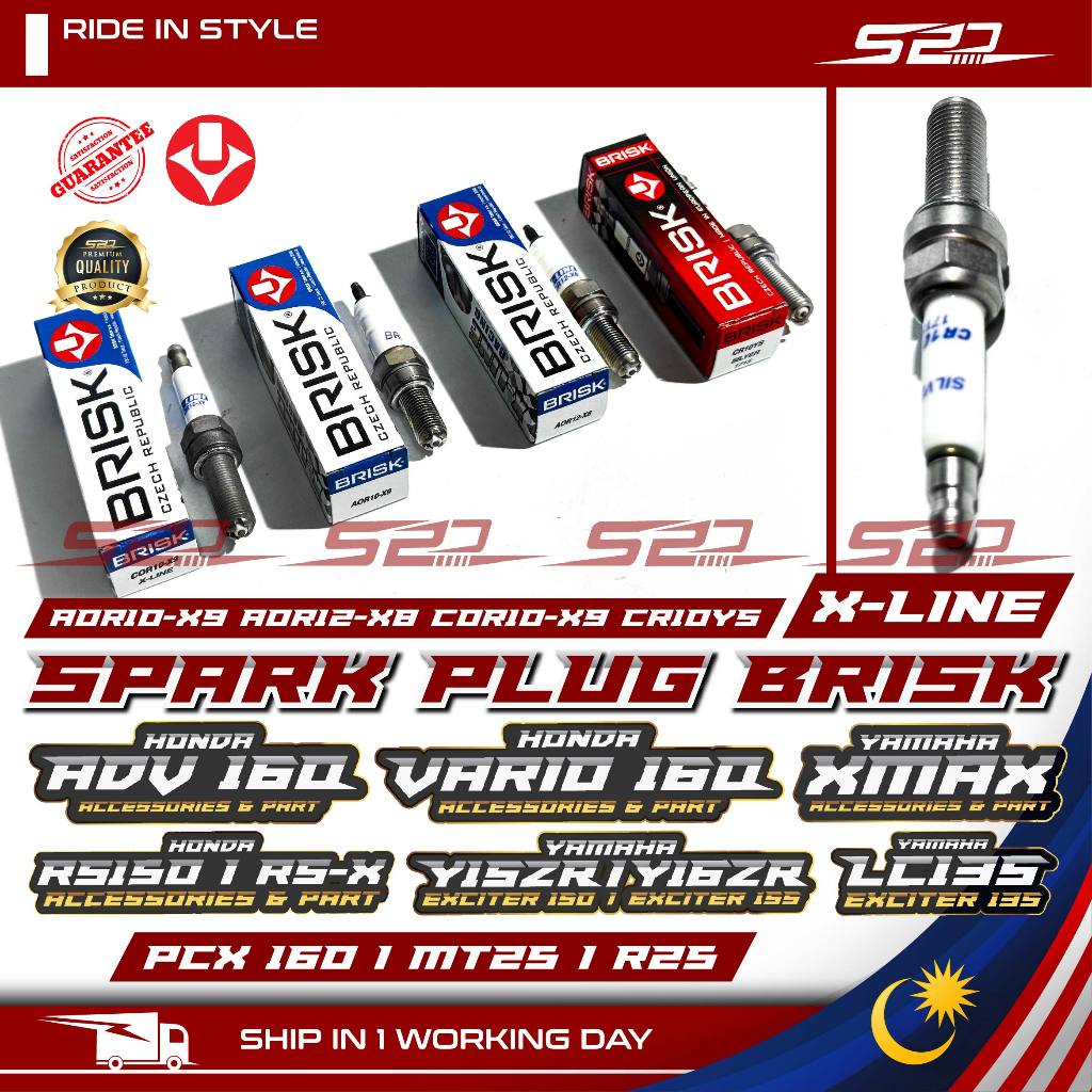 หัวเทียน BRISK Yamaha Honda Kawasaki Sym Benelli Racing X LINE Xline PNP OR10-X9 AOR12-X8 COR10-X9 C