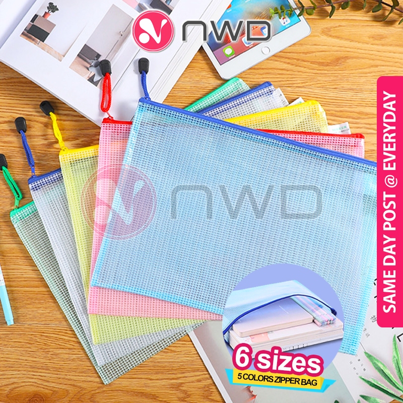 EFFORTLESS SORTER A3/A4/A5/A6/B4/B5 PVC Mesh Zip File Bag กระเป๋าเอกสาร Beg Dokumen 文件包 NWD