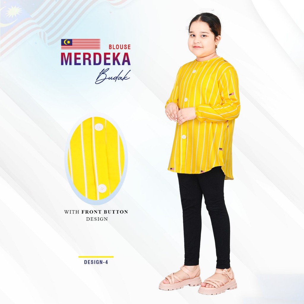 เสื้อเบลาส์ Merdeka รุ่นพิเศษสําหรับ Budak พิมพ์ลายธง โดย Vouge Collection