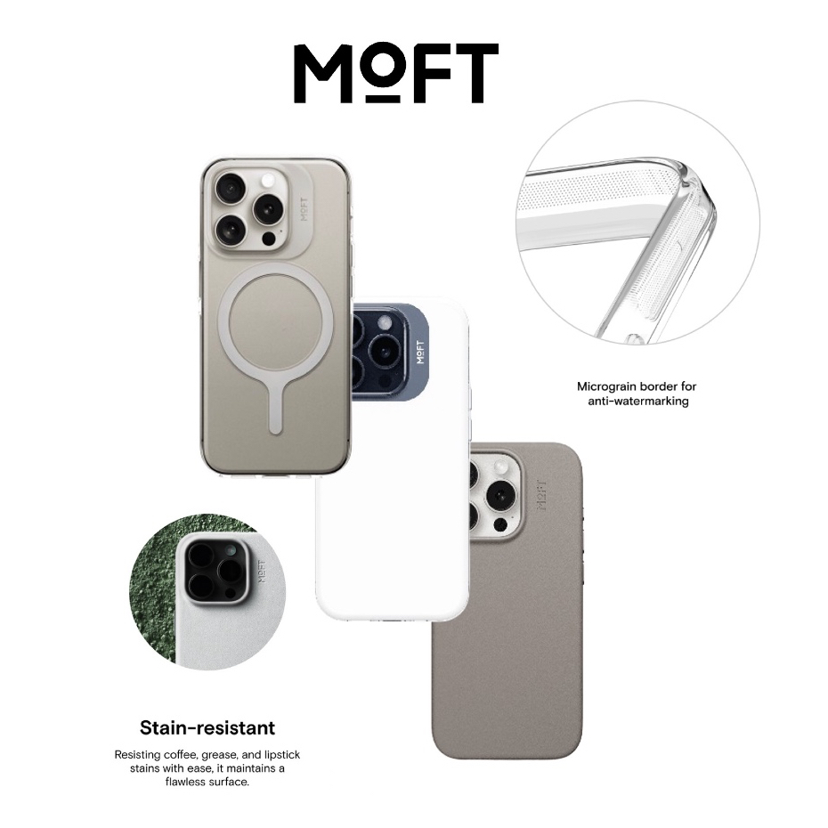 MOFT Snap Case Leather MOVASTM / Snap Clear Case / Snap White Case สําหรับ iPH 15 Pro / 15 Pro Max