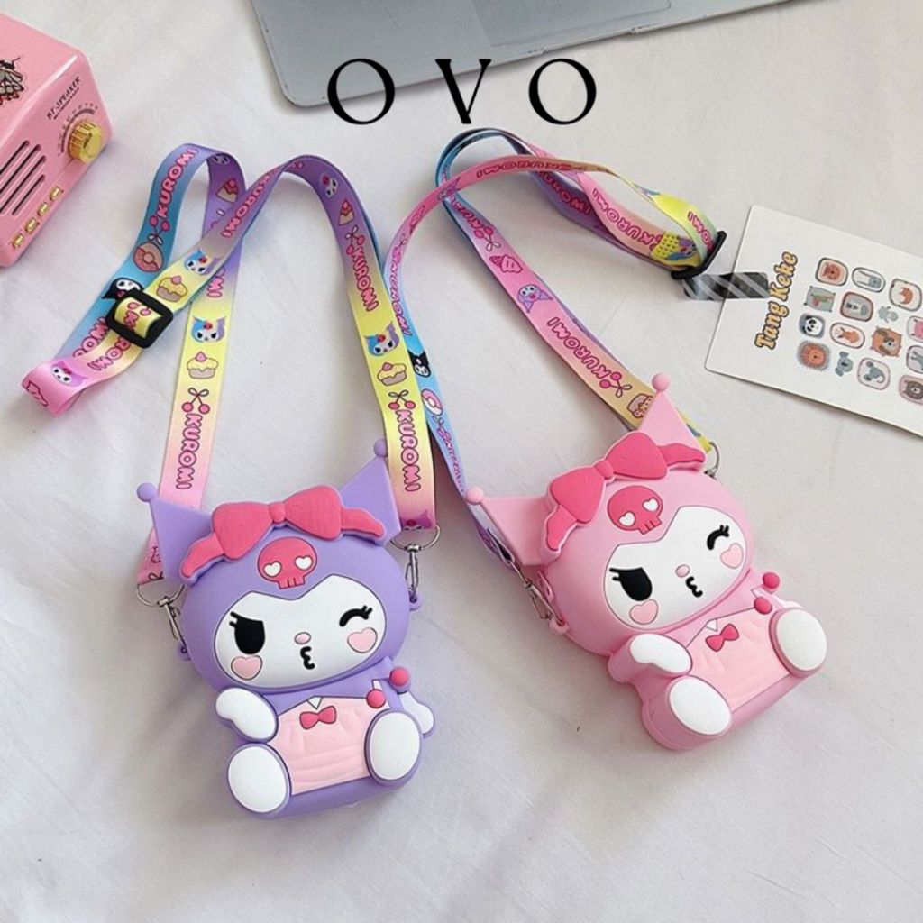 OVO Baby Kids Cartoons Silicon Sling Bag Budak Comel Kuromi Cute Crossbody