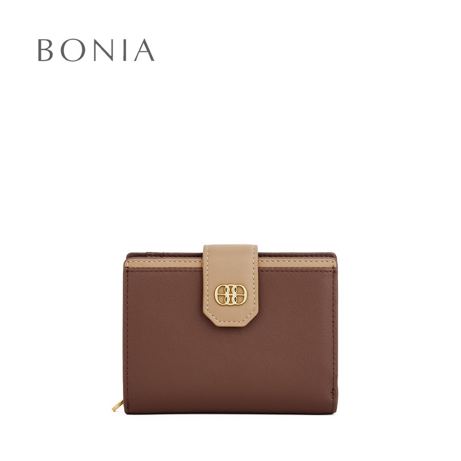 Bonia Brown Tonina Bifold Short Wallet Dompet Dua Lipatan