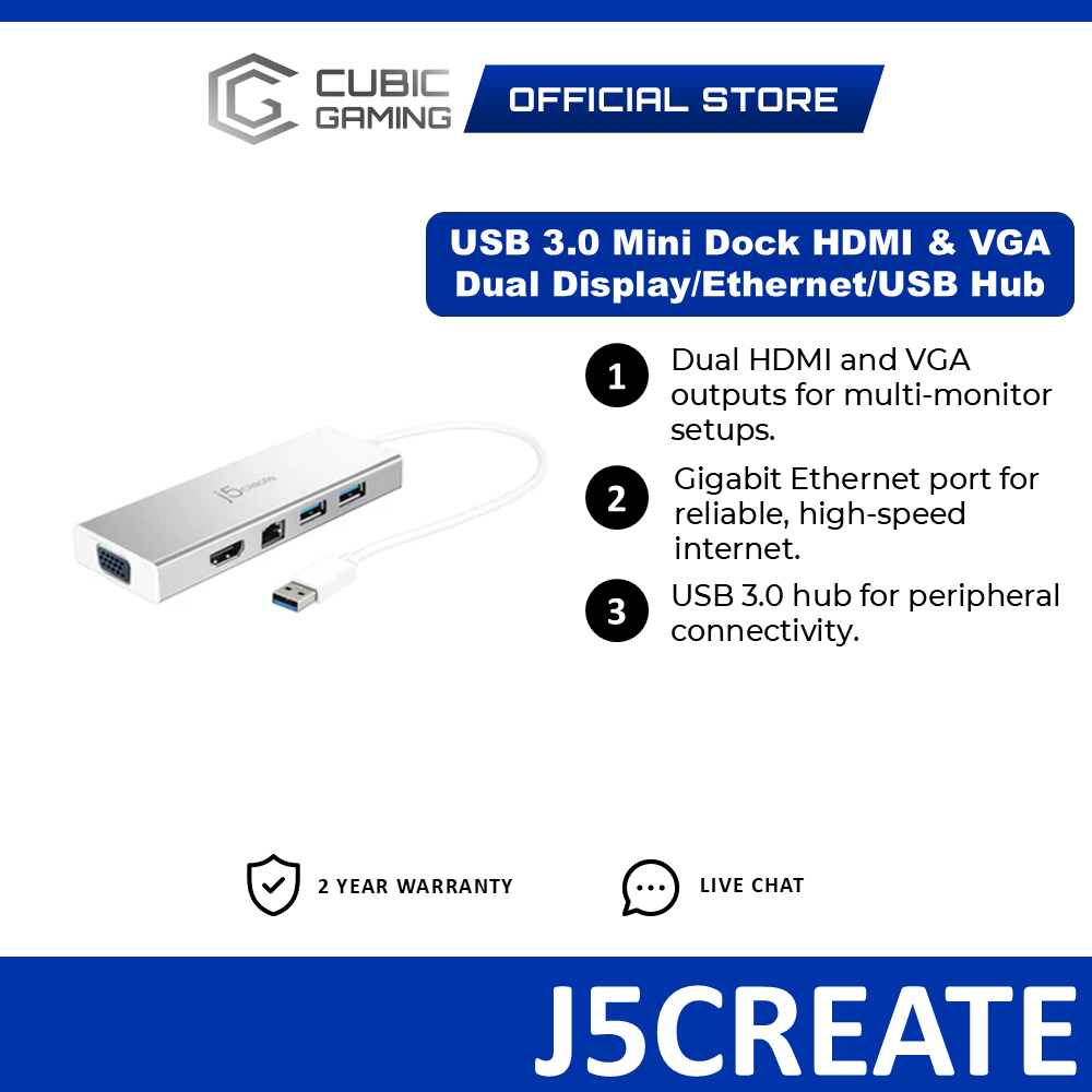 J5Create ฮับ USB และอะแดปเตอร์การเชื่อมต่ออเนกประสงค์