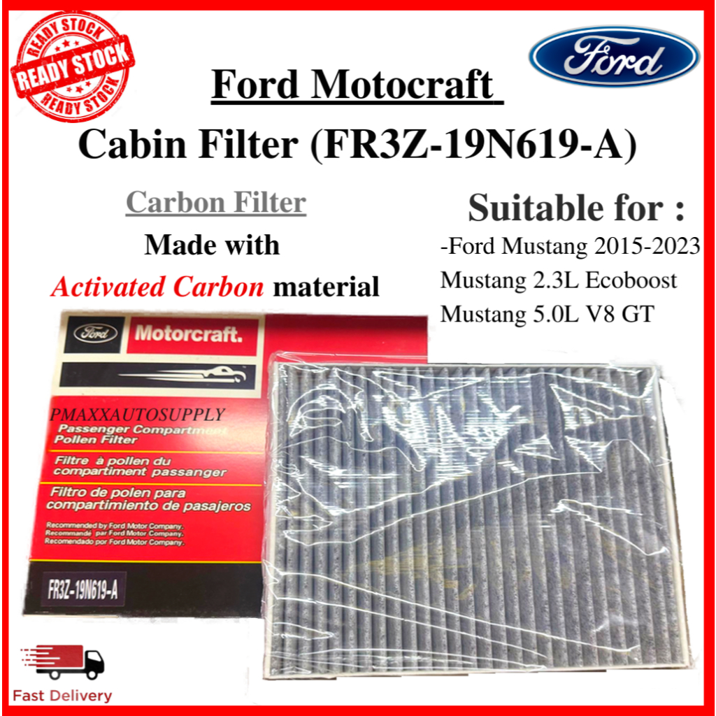 REAL CARBON CABIN AIR FILTER FORD MUSTANG 2.3L ECOBOOST / 5.0L V8 GT MOTOCRAFT (FR3Z-19N619-A)