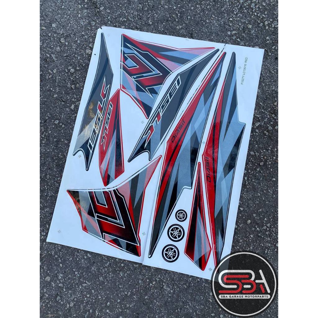 สติ๊กเกอร์ STRIPE BODY SET COVERSET LC 135 V4 V5 YAMAHA MORITAKA RED / MERAH NO 16