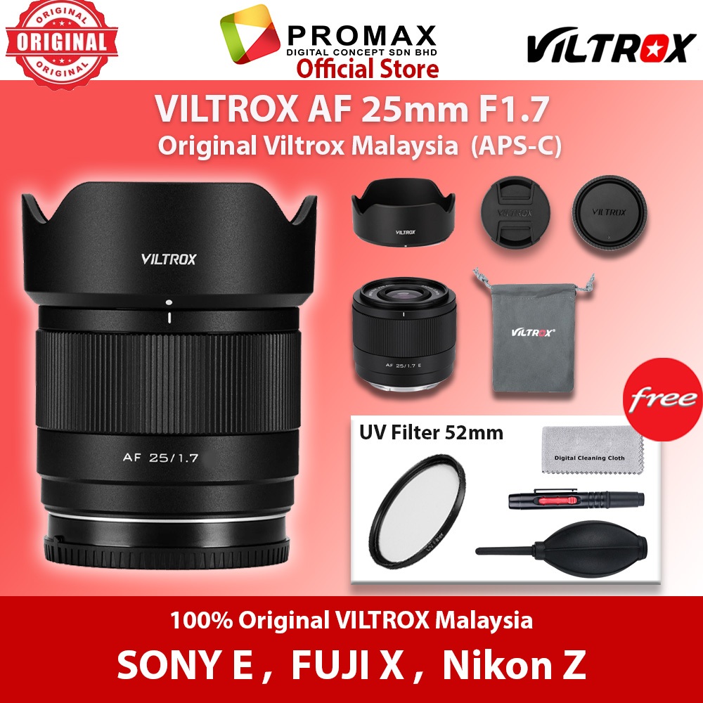 เลนส์ VILTROX AF 25mm f1.7 AF APS-C สําหรับ (SONY E , FUJI X , NIKON Z)