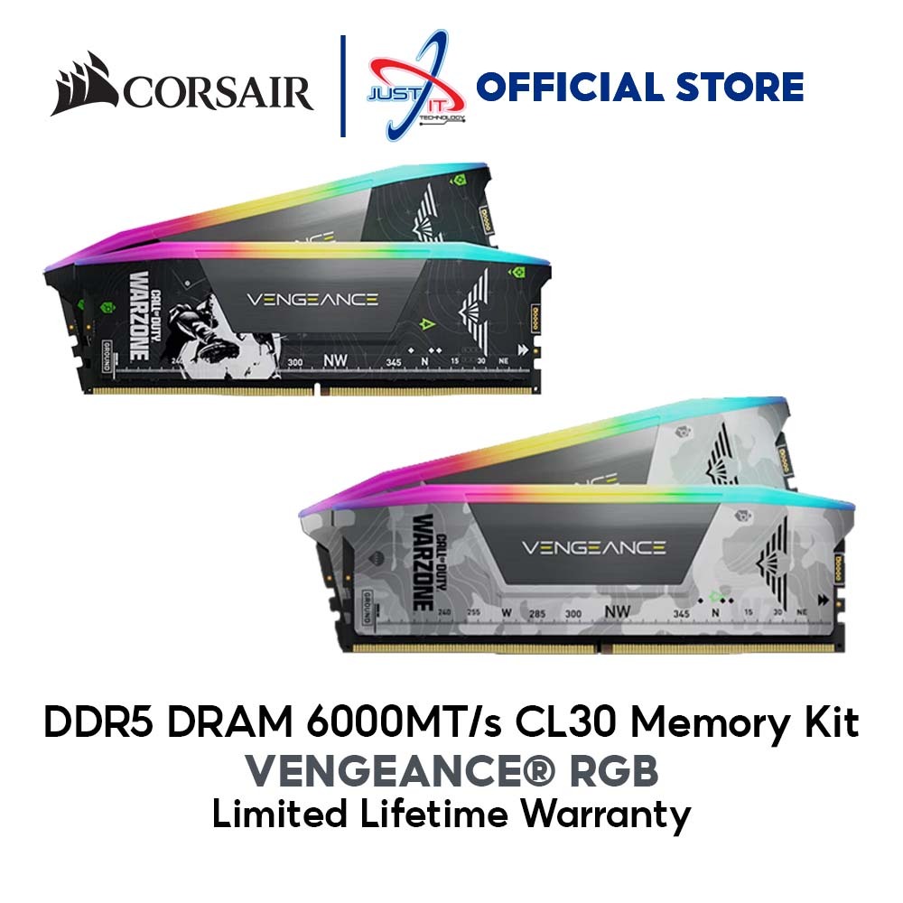 CORSAIR VENGEANCE RGB DDR5 LONGDIMM / PC RAM ( 16GB*2 ) ( 6000MHZ CL30 / 6400MHZ CL32 ) - WARZONE ED