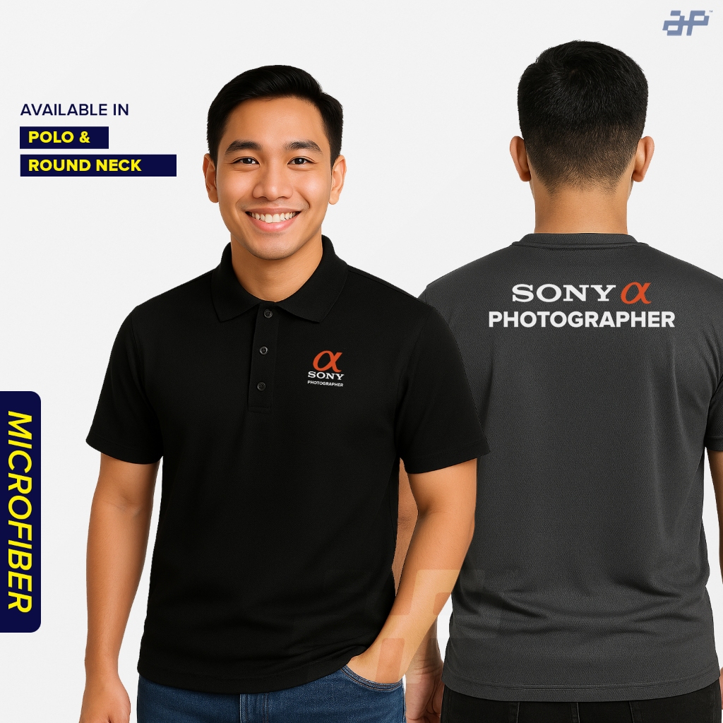 PH04 Sony Alpha Photographer Microfiber Uniform Polo Collar Round Neck T Shirt Size from S - 7XL. เส