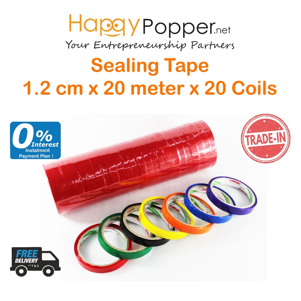 Happypopper Super Market Vege Seal Poly Bag Sealing Tape 1.2cm x 20m (24 ม้วน/ม้วน) PK-T0003