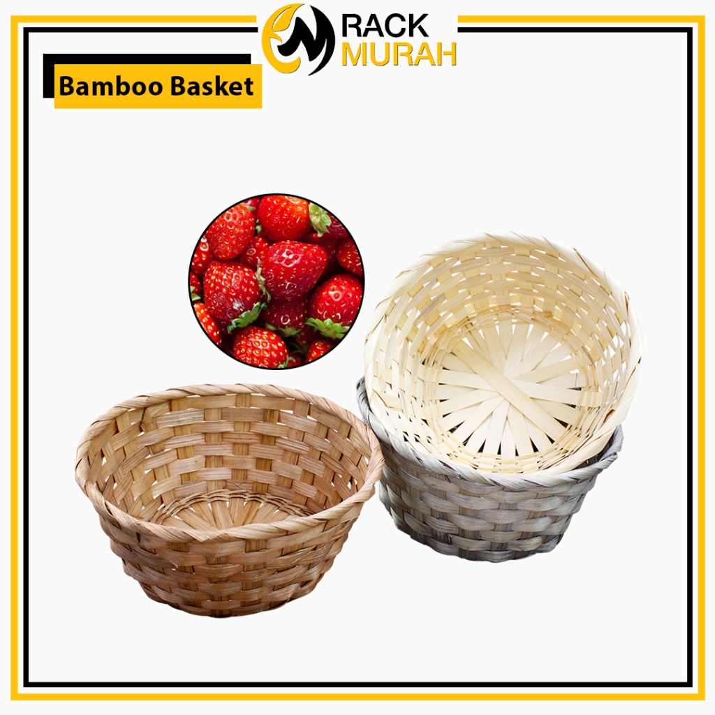 ROUND BAMBOO WOVEN BASKET 3 COLORS ROUND BAMBOO WOVEN BASKET 1 ชิ้น