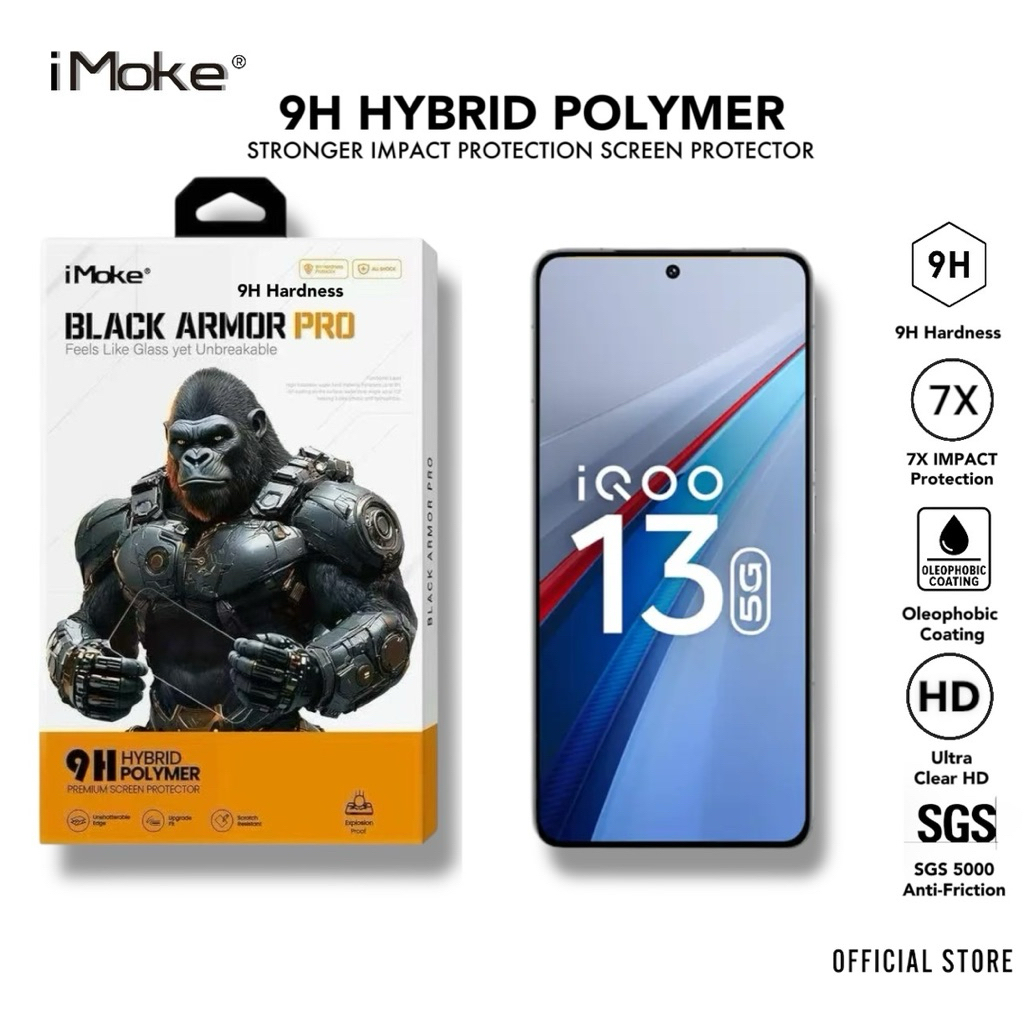 IMoke 9H เกราะสีดํา Pro Impact AR ฟิล์มกันรอยหน้าจอ สําหรับ iQOO 15/15R/13 5G/12 5G/11 5G