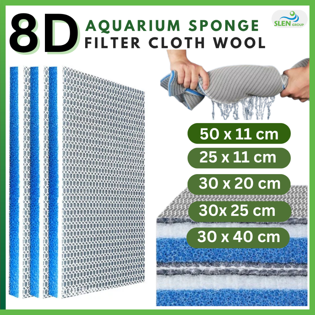 SLEN Aquarium Sponge 8D Filter Sponge 8 Lapisan Bio Chemical Filter Cotton Sponge 无胶鱼