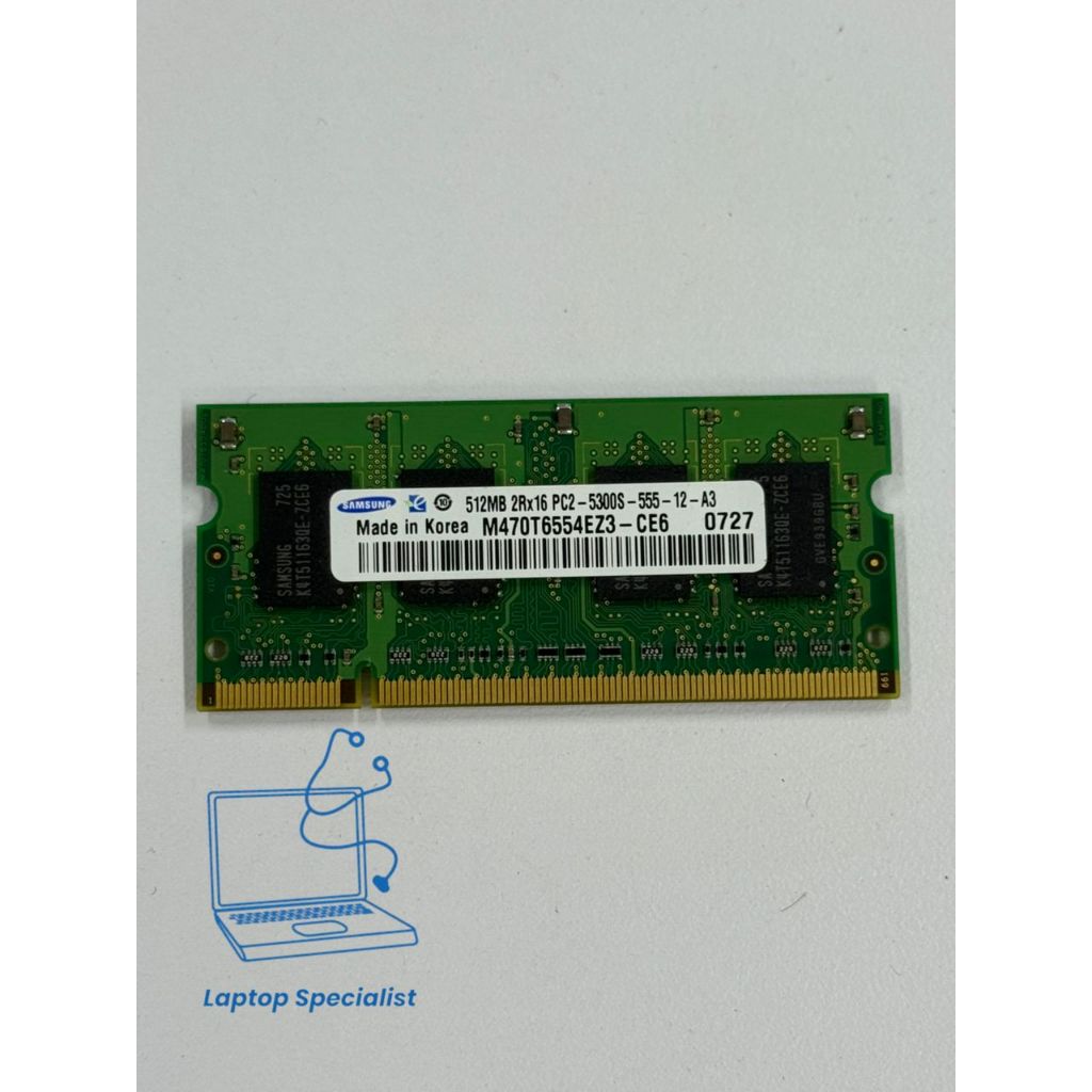 Samsung 512MB 2Rx16 PC2-5300S-555-12-A3 M470T6554EZ3-CE6 แล็ปท็อป RAM