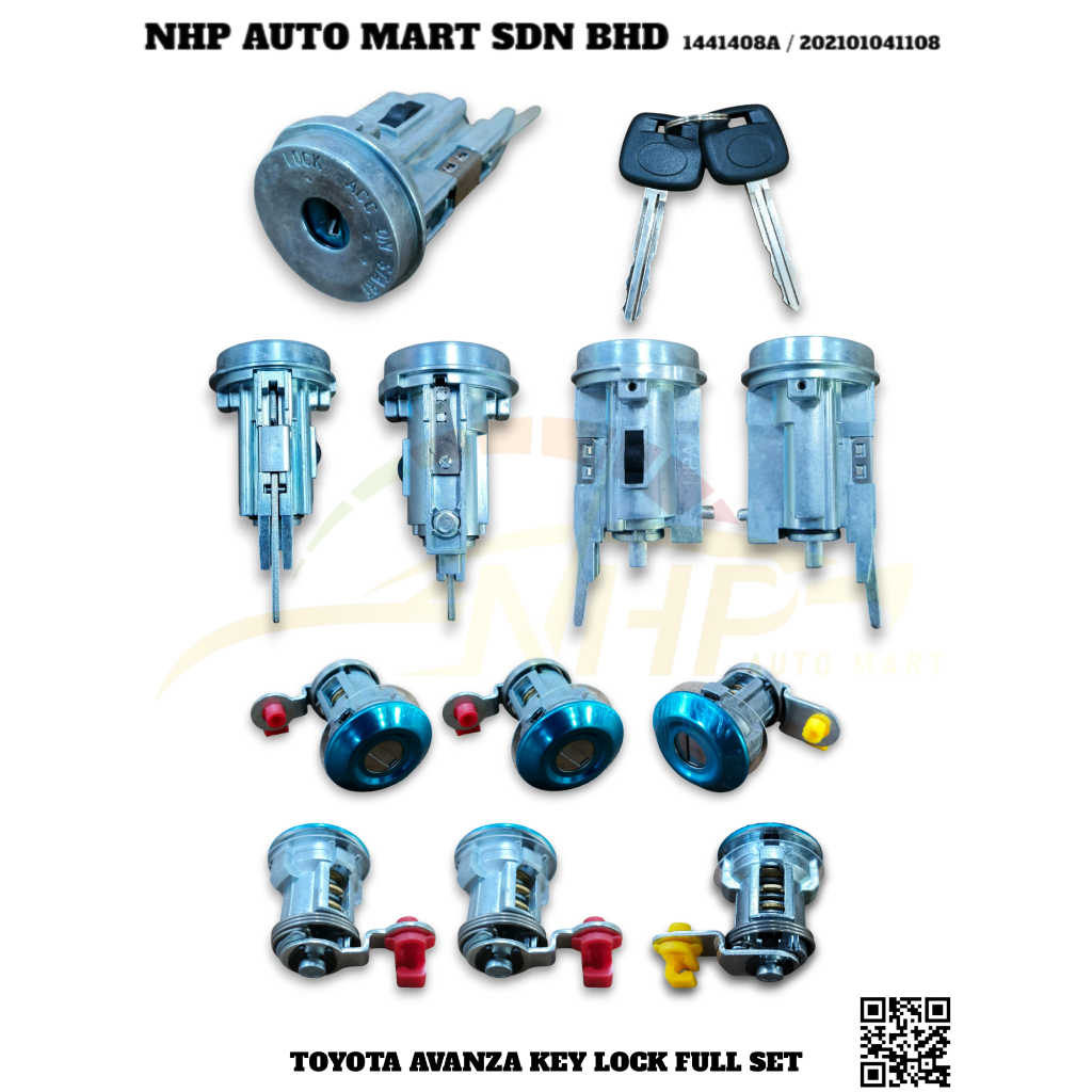 TOYOTA AVANZA F601 / F602 ชุดกุญแจล็อคประตู / PINTU KUNCI KEY LOCK ชุดเต็มพร้อม 2 KEY 100 % ใหม่