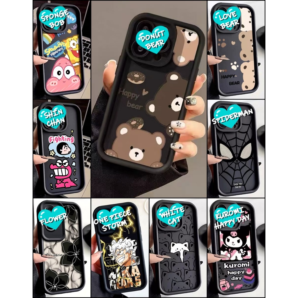 HUAWEI HONOR X6 X6B X7B X7C X8 X8B X8C X9A X9B X9C 200 SMART BLACK COLOR CARTOON SOFT SILICONE CASE