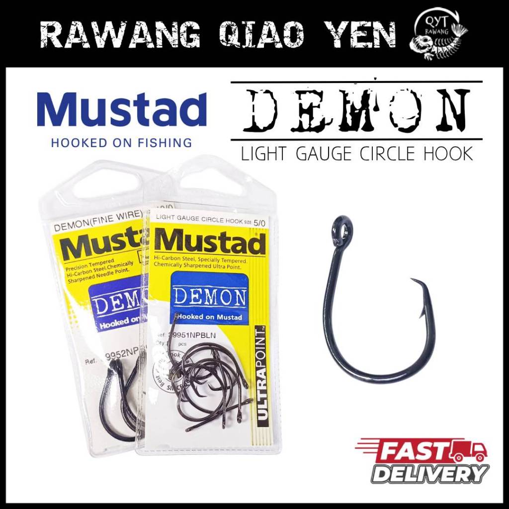 Mustad Light Gauge Circle Hook DEMON 39951NPBLN Fishing Hook