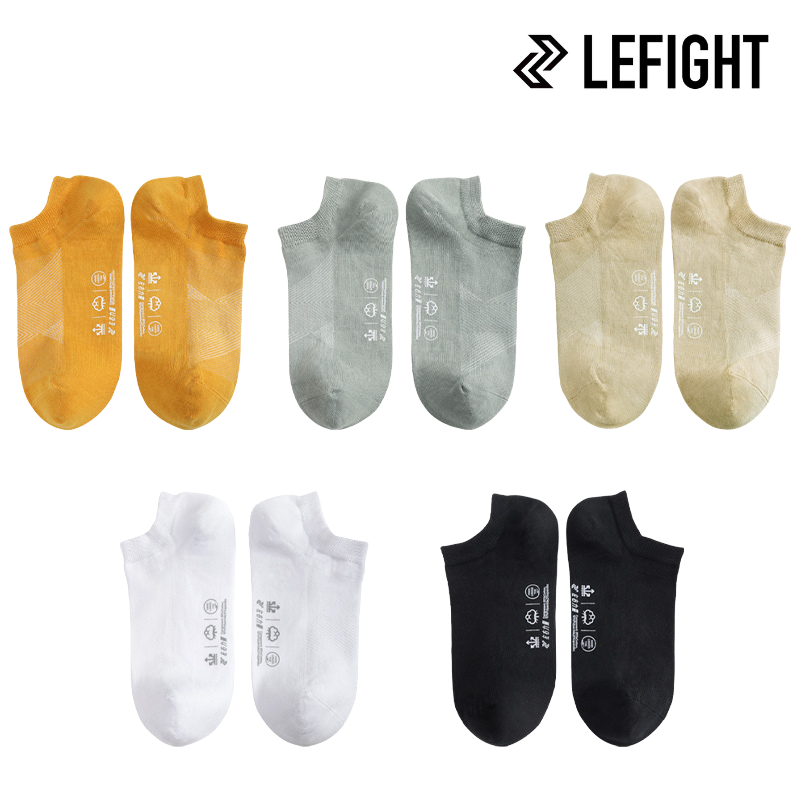 (5 คู่) LEFIGHT ถุงเท้าข้อเท้า Unisex ผ้าฝ้ายระบายอากาศ Low-Cut Stokin สําหรับผู้ชายผู้หญิง - AB2200