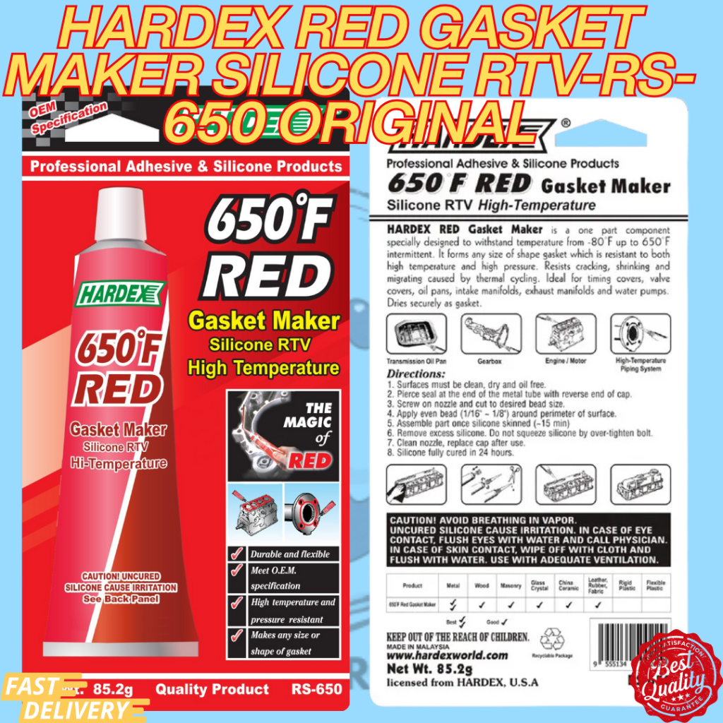 HARDEX RED GASKET MAKER SILICONE RTV-RS-650