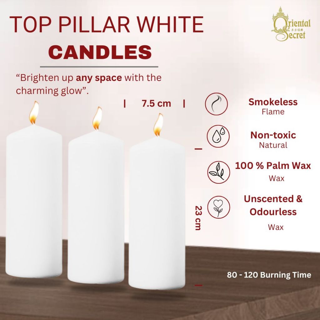 CANDLE POINT TOP PILAR WHITE 3(D) X 9 (H) /1 ชิ้น