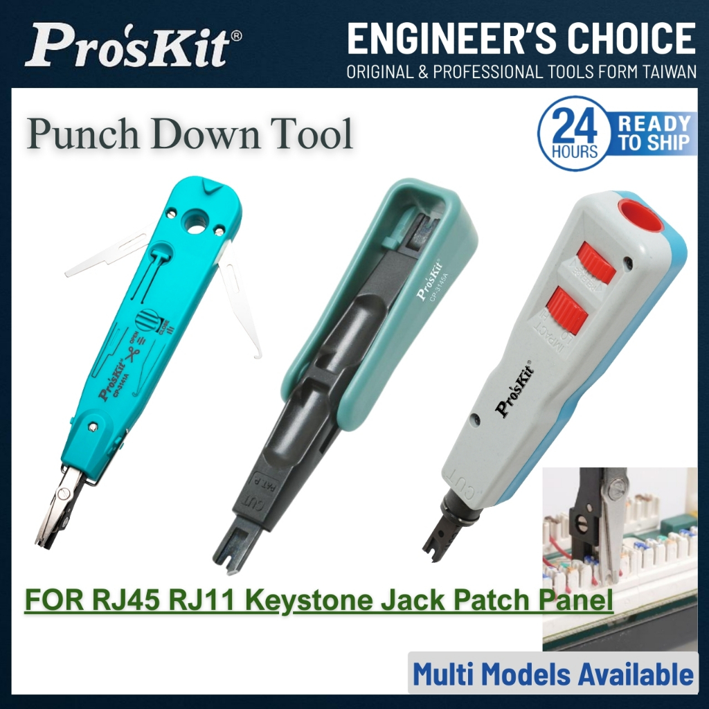 ProsKit Punch Down เครื่องมือ CP-3141A CP-3145B CP-3152 สายเคเบิลเครือข่ายเครื่องมือแทรก RJ45 RJ11 Keystone แจ็ค Patch แผง