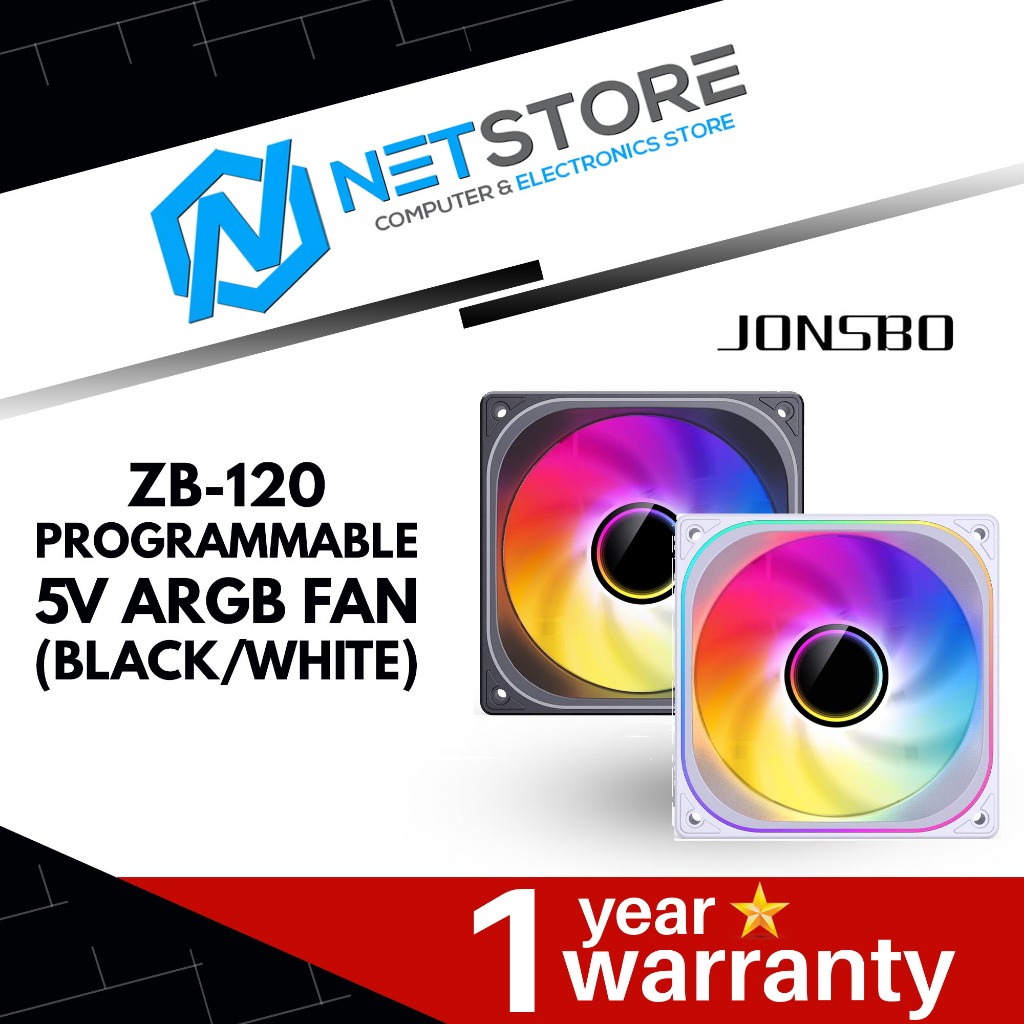 JONSBO ZB-120 PROGRAMMABLE 5V ARGB FAN (ดํา/ขาว)