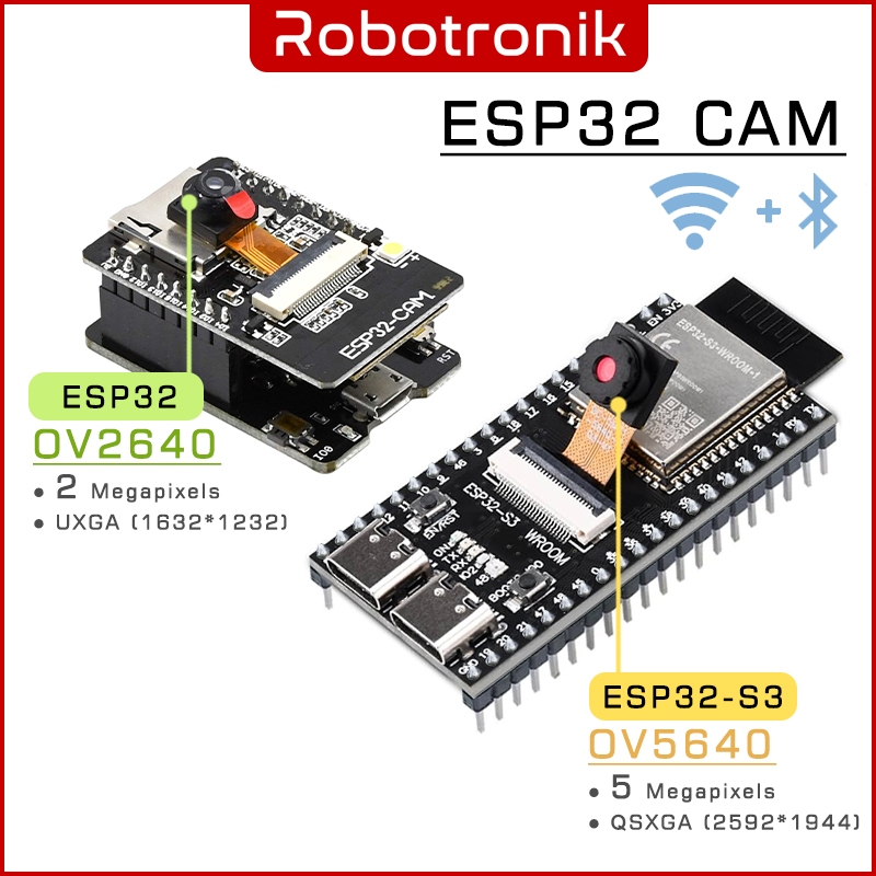 ESP32 & ESP32-S3 CAM (สตรีมมิ่งวิดีโอ, การจดจําใบหน้า, เว็บแคม IoT) พร้อมกล้อง OV3660 5640 AI Thinke