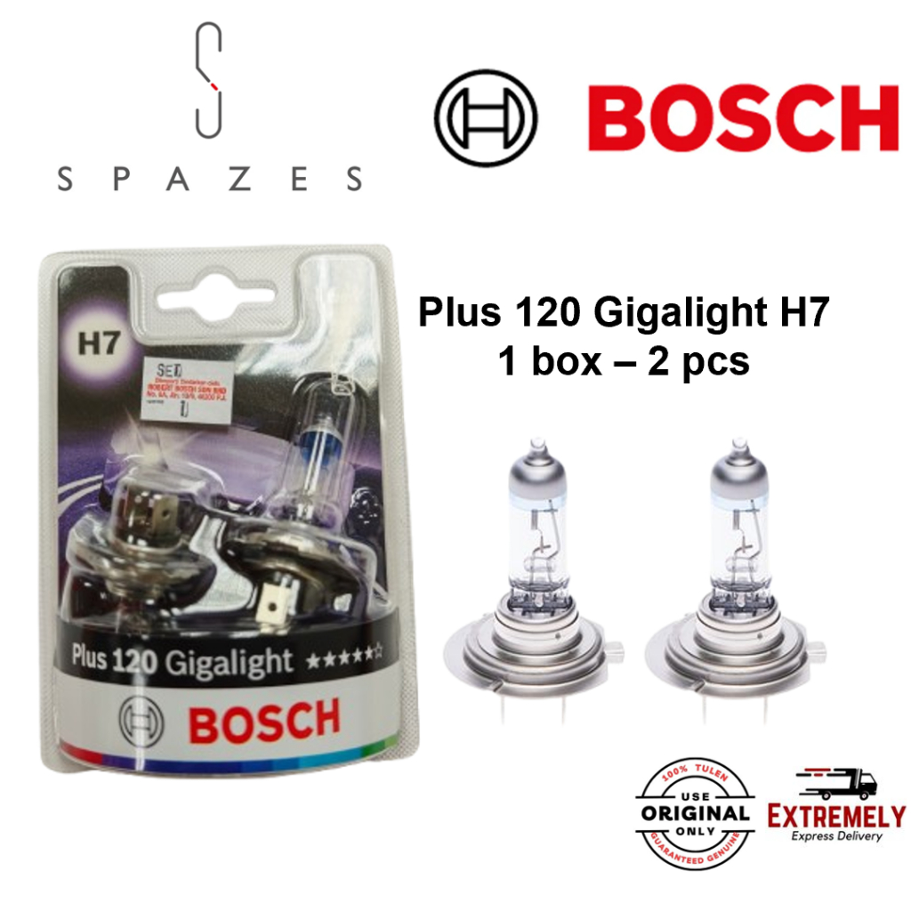 BOSCH Bulb Gigalight H7 Bosch gigalight H7 หลอดไฟหน้า Plus 120 - 1 ชุด (2 ชิ้น)