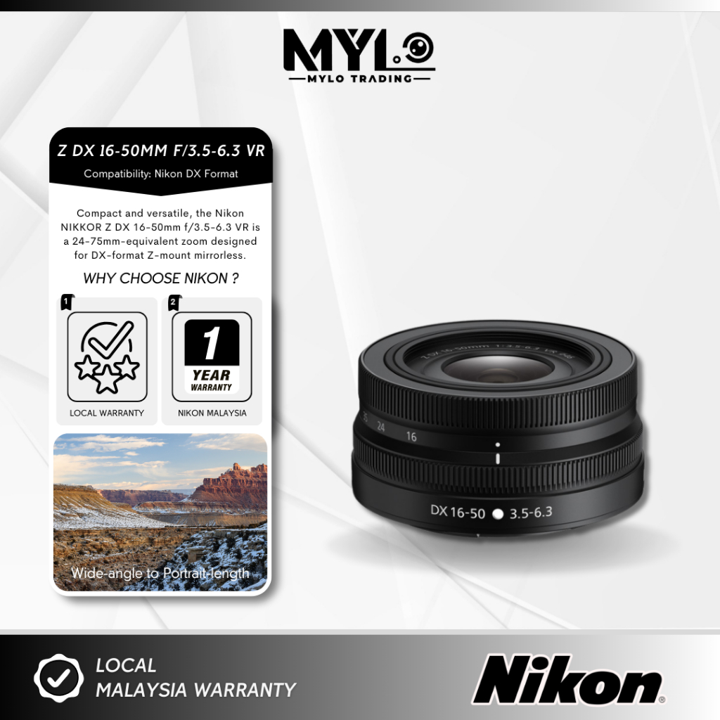 เลนส์ Nikon NIKKOR Z DX 16-50mm f/3.5-6.3 VR (สีดํา) สําหรับ Nikon Z8 Z6II Z5 Z30 Z FC Z7II Z50 Z9