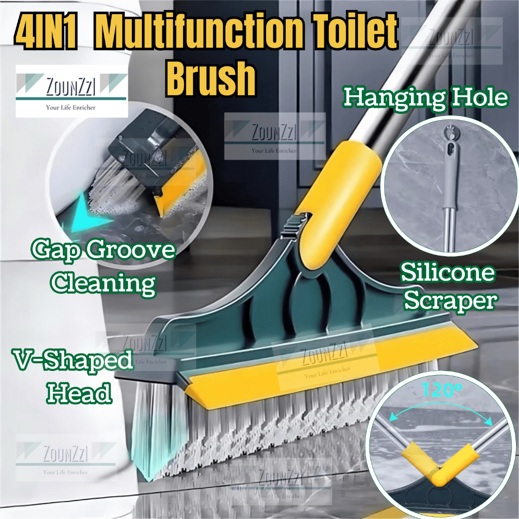 4IN1 มัลติฟังก์ชั่ห้องน้ําทําความสะอาดพื้น Magic แปรงกระเบื้องห้องน้ําที่มีหัวหมุนได้ Berus Cuci Pen