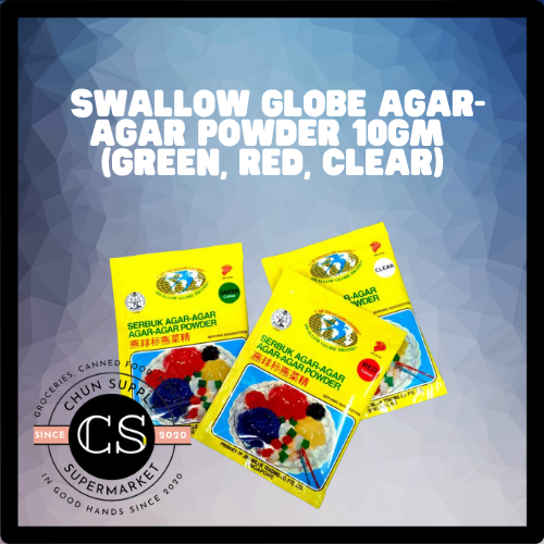 Swallow Globe Agar-agar Powder 10gm (เขียว แดง ใส)/ Serbuk Agar-Agar