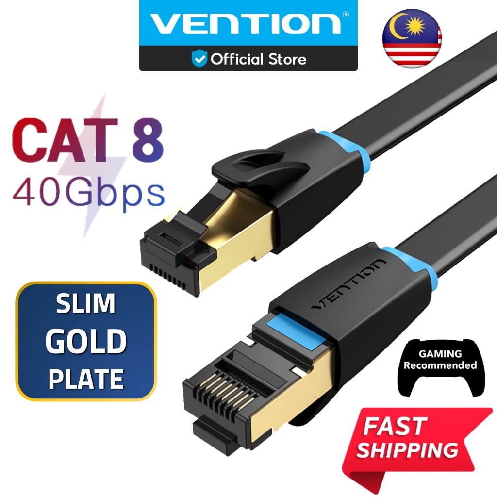 Vention CAT8 สาย LAN Ethernet Cat 8 40Gbps SFTP RJ45 เครือข่ายสายแบน CAT 8 Unifi TIME 2Gbps