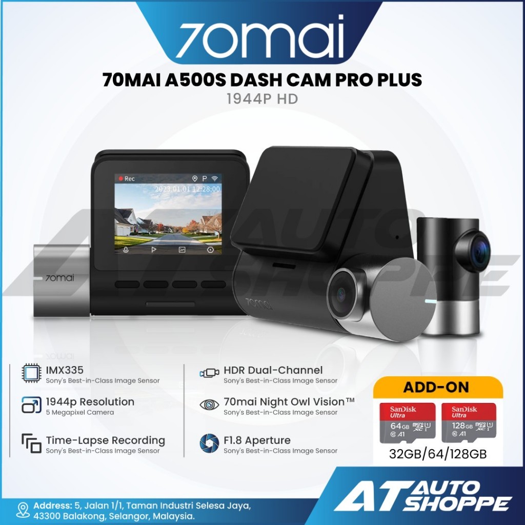 70mai A500S Dash Cam Pro Plus 1944P with GPS ADAS