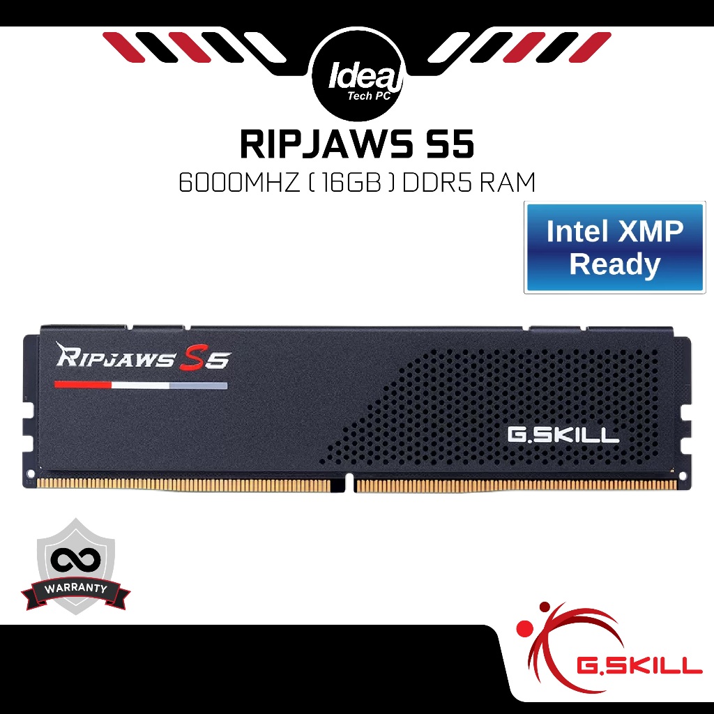 G.skill RIPJAWS S5 BLACK 6000MHZ 16GB CL36-48-96 1.25V INTEL XMP DDR5 DESKTOP RAM