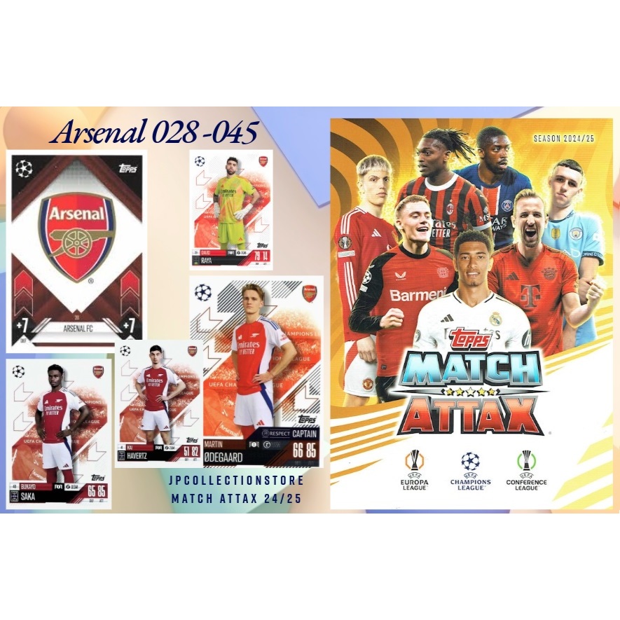 [ทีมอาร์เซนอล (028-045)] 2024/25 จับคู่การ์ดฟุตบอล Attax