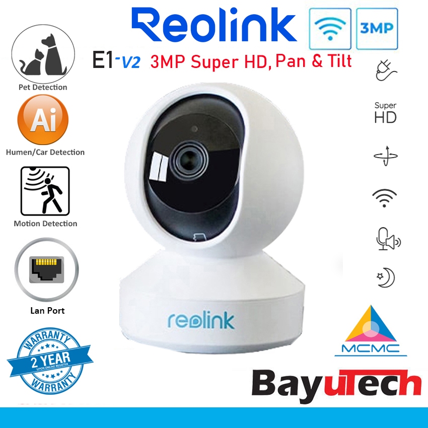 Reolink E1 / E1 Pro / E1 ZOOM / E1 Outdoor (V2) กล้องวงจรปิดรักษาความปลอดภัย Dual Band WI-FI Pan & Tilt , คน/สัตว์เลี้ยงตรวจจับ