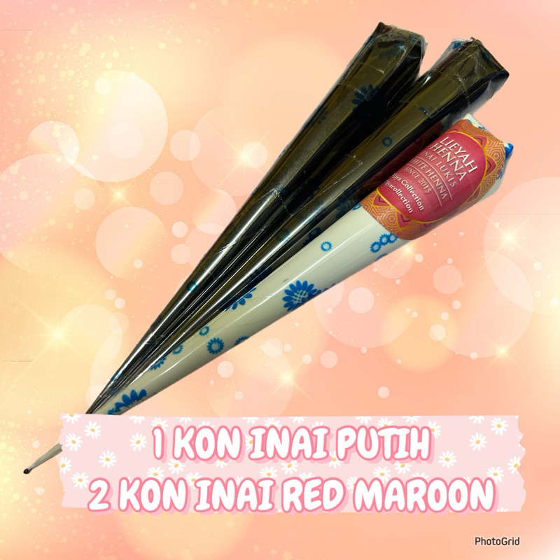 2 Red Maroon Henna Cones & 1 White Henna Cones ซื้อจํานวนมาก