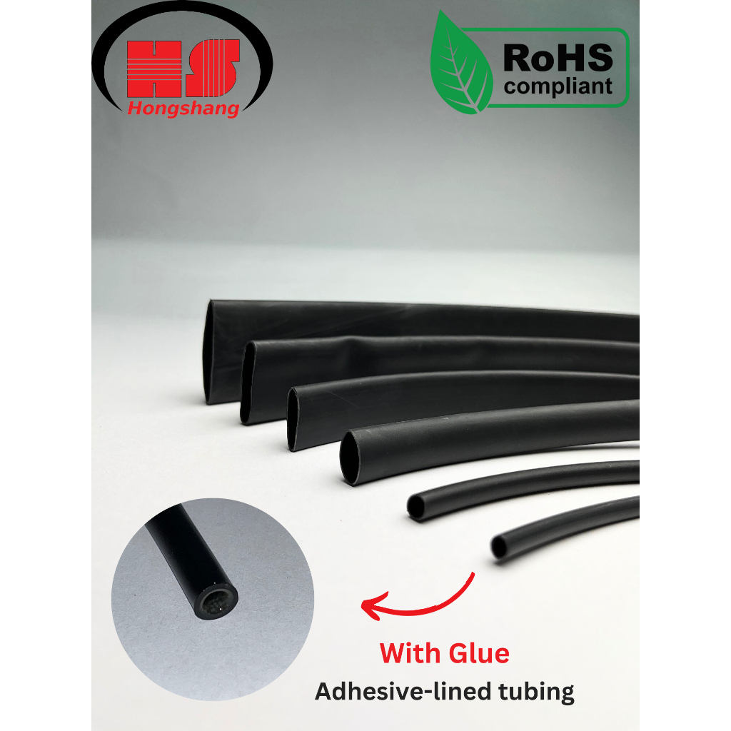 HONGSHANG H5(3X) Ø30~50mm Waterproof Dual Wall Heat Shrink Tube with Glue (3:1) สีดํา หรือ สีใส