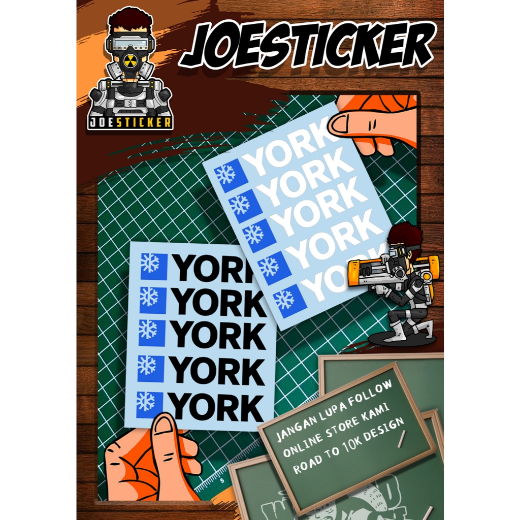 ชุดสติ๊กเกอร์ YORK พร้อม BACKGROUND (5 ชิ้น) ตัวเลือกขนาดเกินและตัวเลือกสองสี