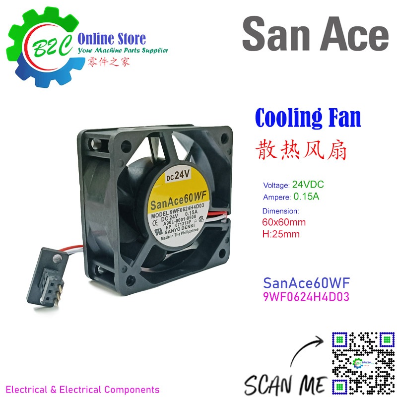San Ace 60WF 9WF0624H4D03 60x60mm 25mm Sanyo พัดลมระบายความร้อน Fanuc Servo A90L-0001-0508 DC24V 0.1