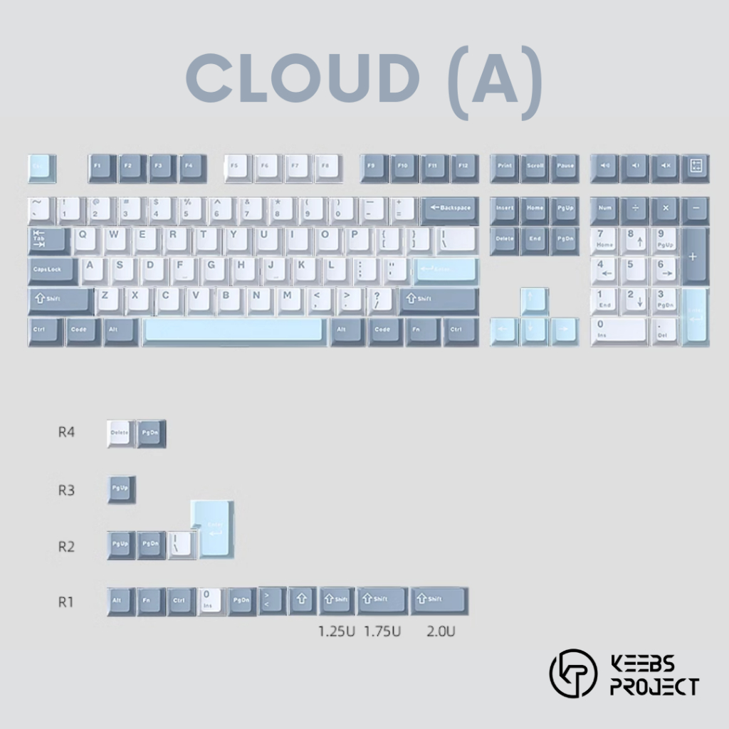 Keebs Cloud PBT Doubleshot Cherry Profile Keebs Project Keycap Set สําหรับคีย์บอร์ดแบบกลไก