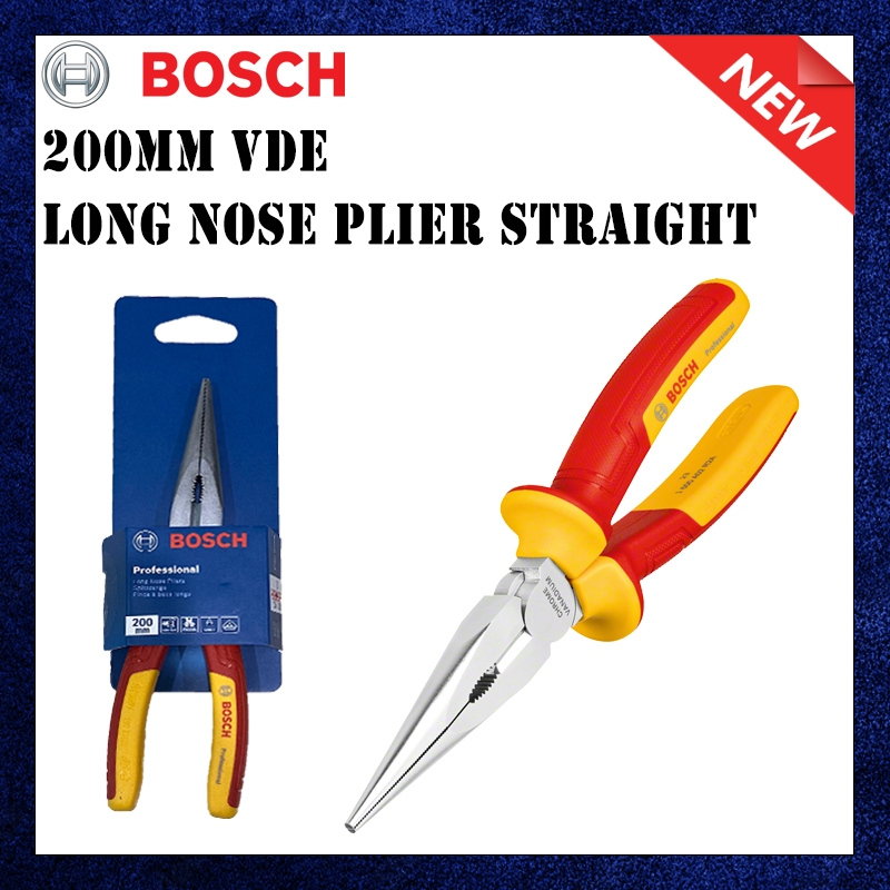 BOSCH 200MM VDE LONG NOSE PLIER STRAIGHT 1600A02NE3