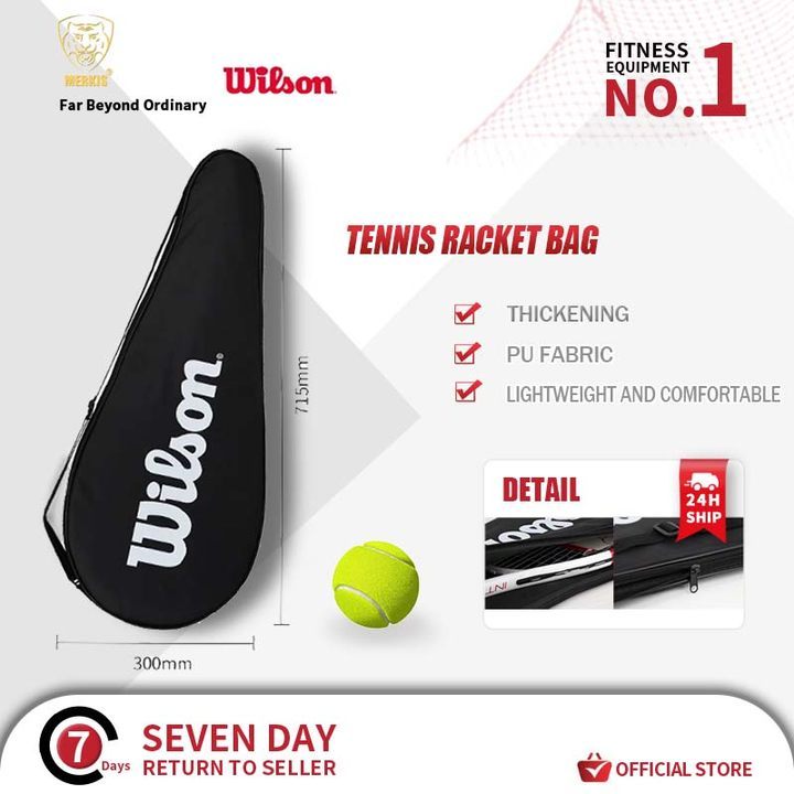 Wilson Bag Single Pack กระเป๋าไม้เทนนิสกระเป๋าสีดําป้องกันกระเป๋ากํามะหยี่