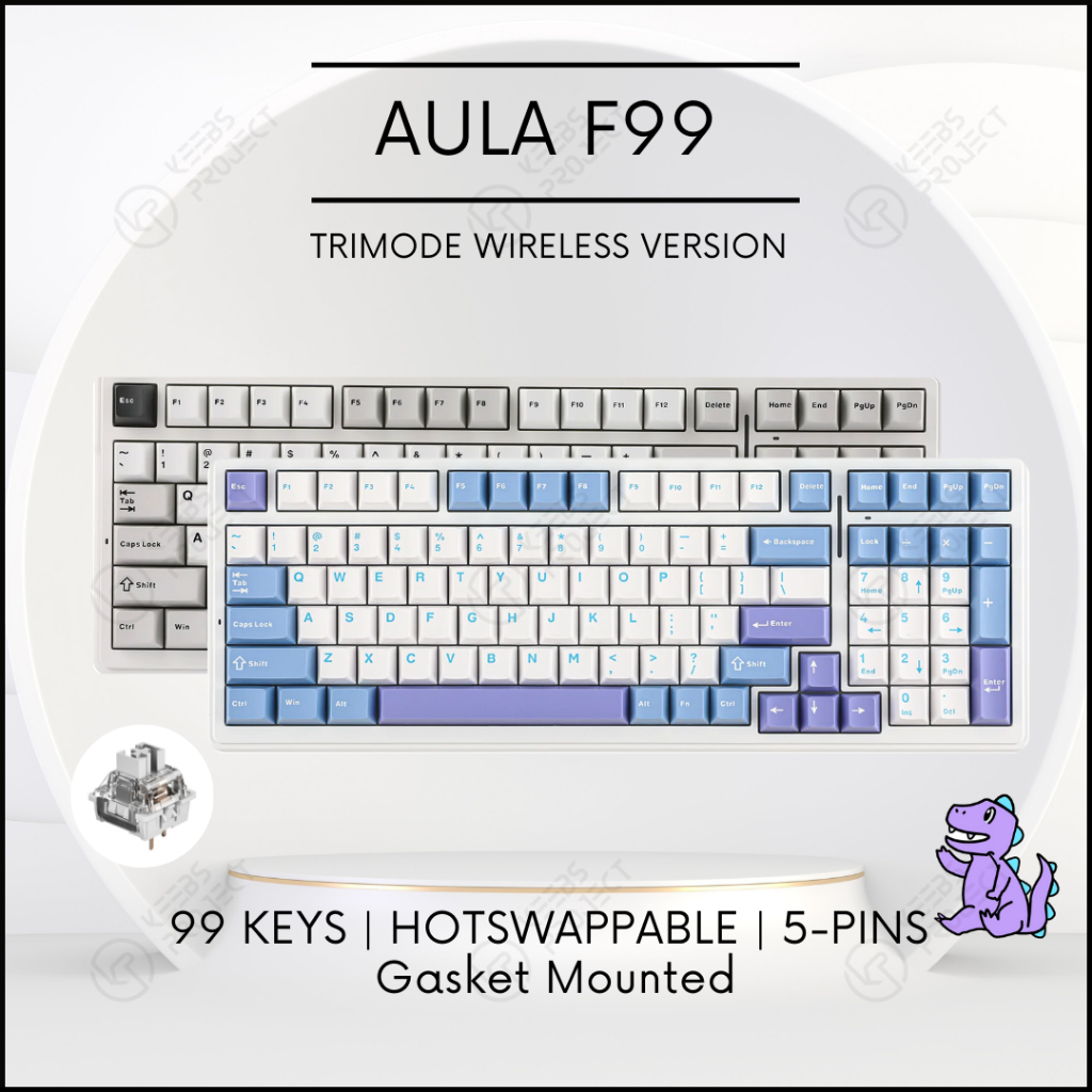 AULA F99 คีย์บอร์ดแบบกลไก 96% RGB Tri-Mode Bluetooth 2.4G โครงสร้างปะเก็น Hot-swap คีย์บอร์ดเกม