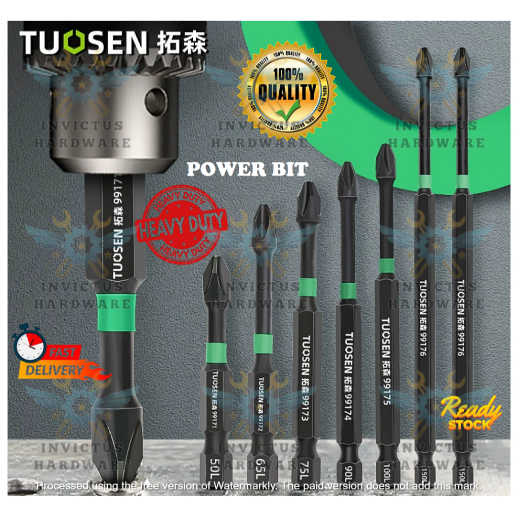 HEAVY DUTY PH2 1/4" 65MM 90MM 150MM MAGNET IMPACT POWER BIT MAGNET S2 BUKA เปิดสกรู SKRU NUT SCREWDR